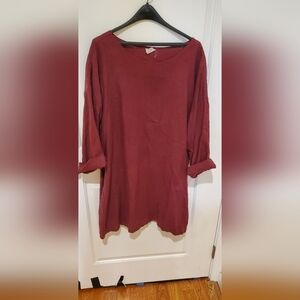 Elegant Long Sleeve Burgundy Dress